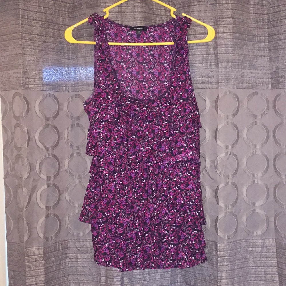 Express floral and ruffled tank top